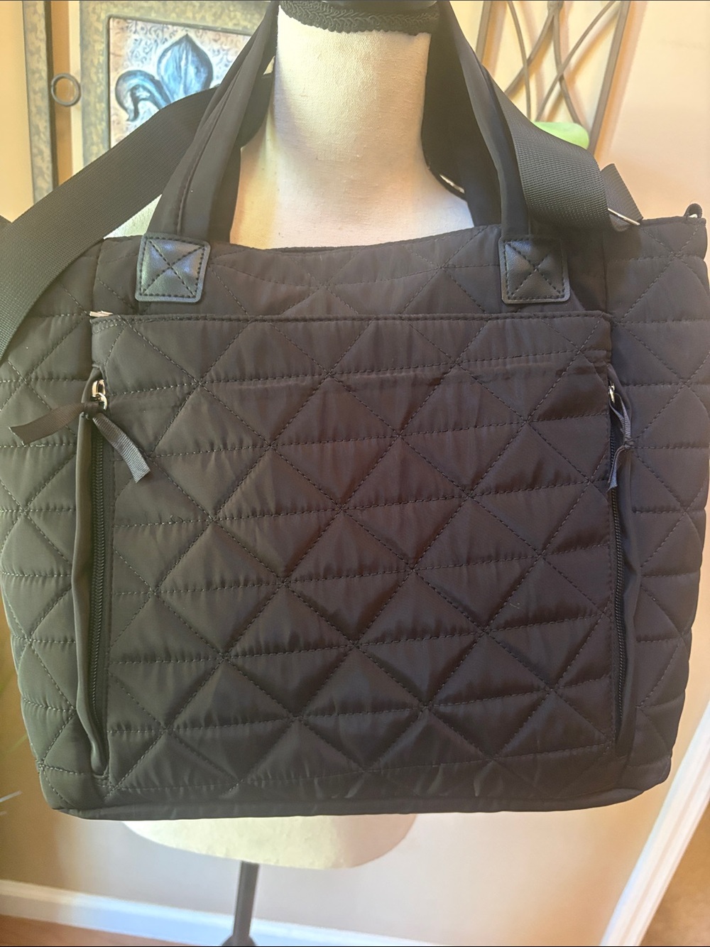 Quilted Black Laptop/Tote Bag